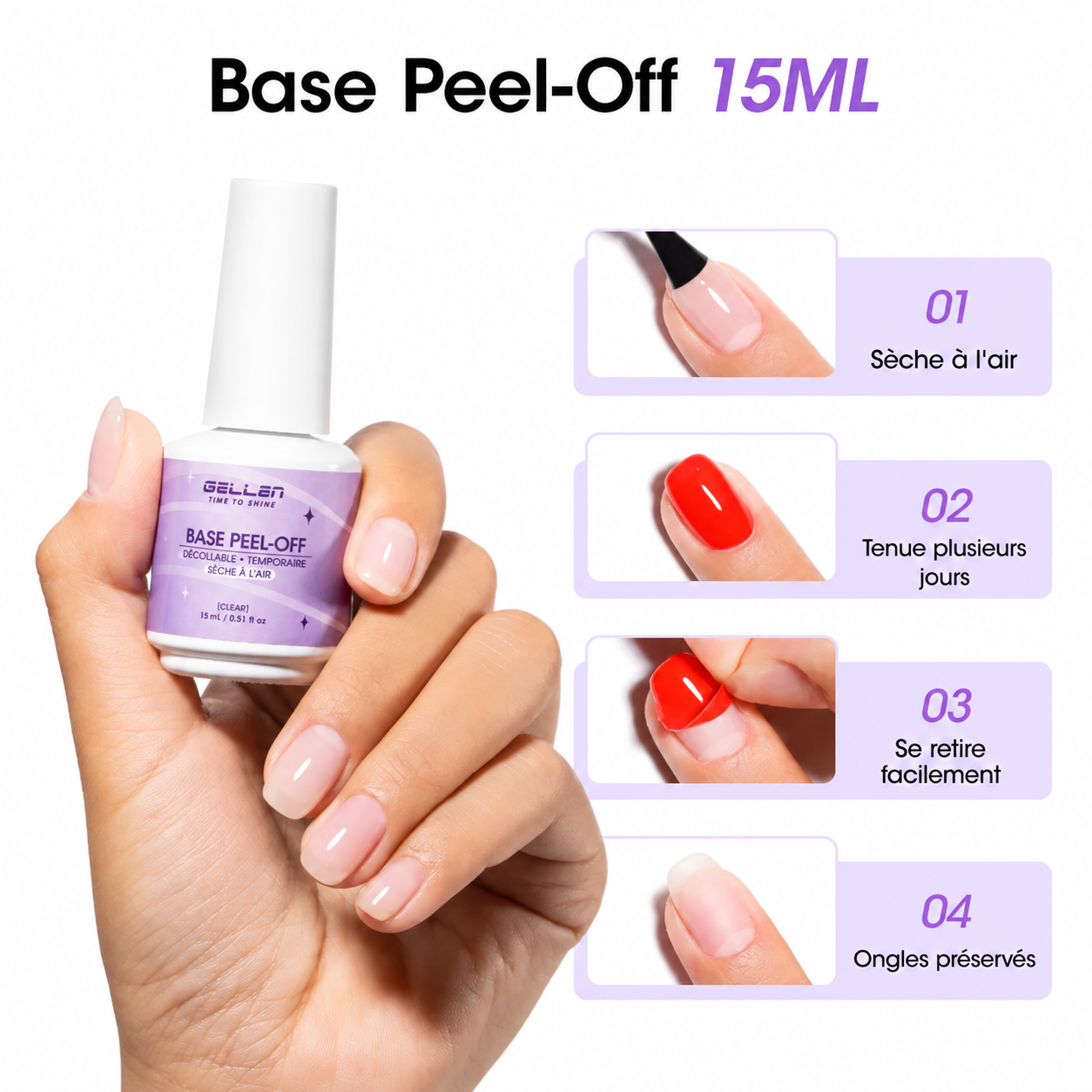 La Base Libre - Vernis Base Peel-Off Sans Acétone ni Lampe UV